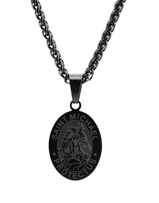 St. Michael the Archangel Necklace (Black)